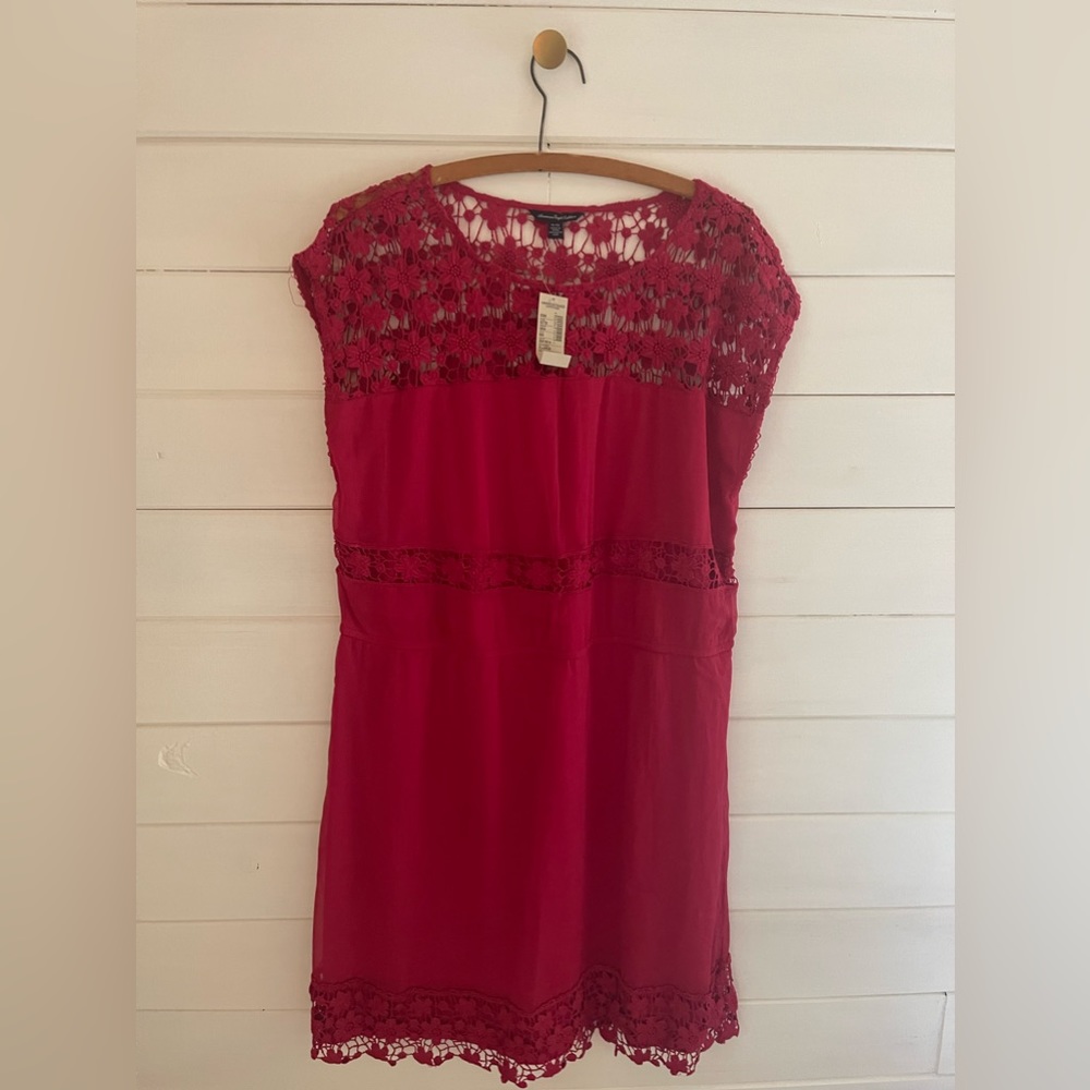 NWT American Eagle Outfitters Women's Fuchsia Pink Crochet Detailed Dress Sz XL